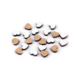 Serduszka drewniane mini do przyklejenia ø10 mm - White (100 Sztuki)