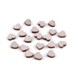 Serduszka drewniane mini do przyklejenia ø10 mm - Srebrny (100 Sztuki)