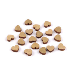Serduszka drewniane mini do przyklejenia ø10 mm - Złoty (100 Sztuki)