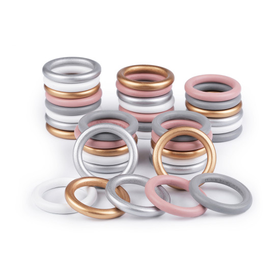 Kółko drewniane kolorowe, zewnętrzna ø58 mm - Srebrny (100 Sztuki) Kółko drewniane kolorowe, zewnętrzna ø58 mm - Srebrny (100 Sztuki)
