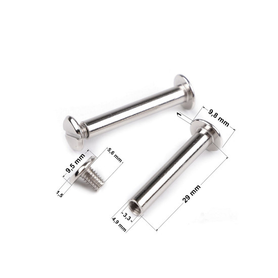 Binding screw posts 29 mm, 39 mm - Nickel (10 Pairs)