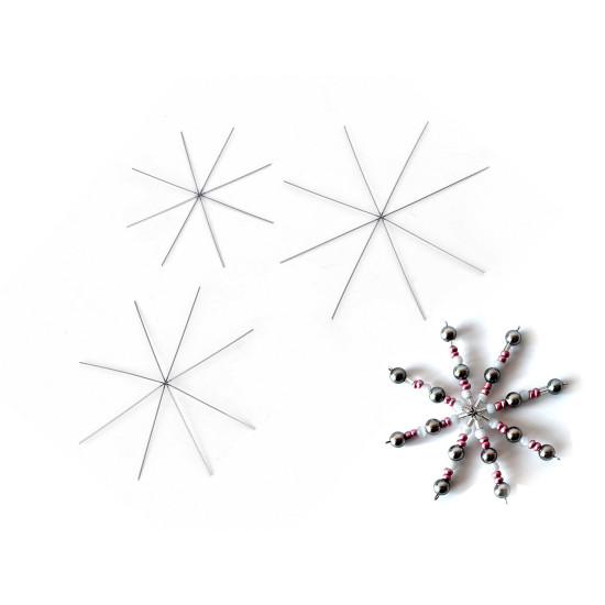 Gwiazda / śnieżynka druciana baza do nawlekania koralików ø10,5 cm, 12,5 cm, 13,5 cm - Platyna (2 Sztuki) Gwiazda / śnieżynka druciana baza do nawlekania koralików ø10,5 cm, 12,5 cm, 13,5 cm - Platyna (2 Sztuki)