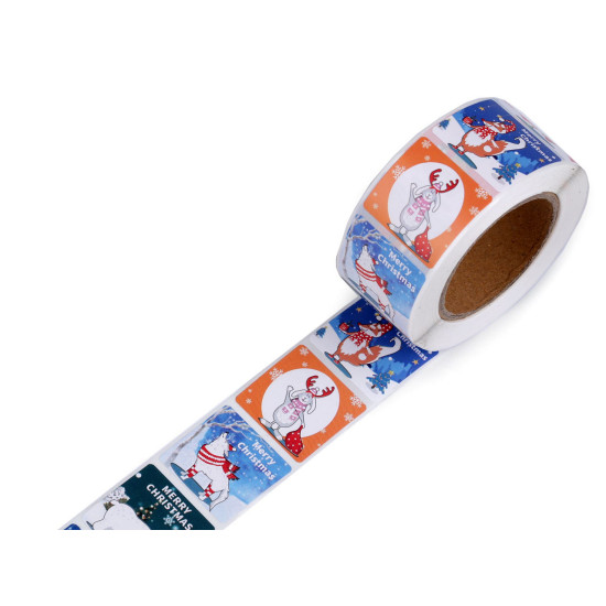 Naklejki papierowe motyw świąteczny 25x25 mm - Mix (5 Rolki) Naklejki papierowe motyw świąteczny 25x25 mm - Mix (5 Rolki)