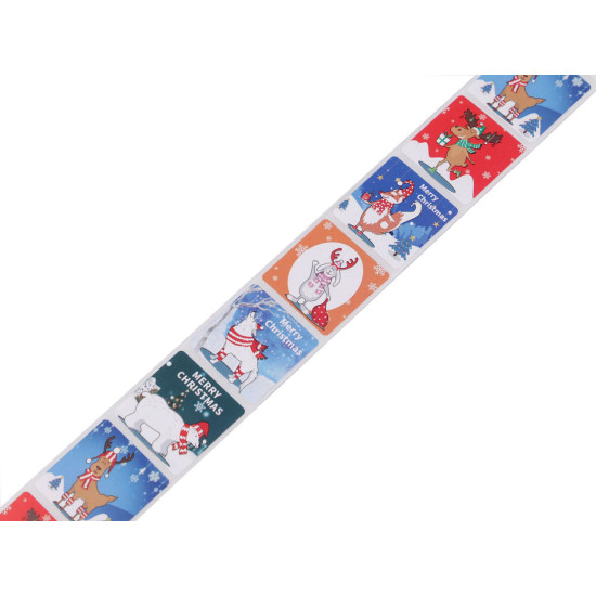 Naklejki papierowe motyw świąteczny 25x25 mm - Mix (5 Rolki) Naklejki papierowe motyw świąteczny 25x25 mm - Mix (5 Rolki)