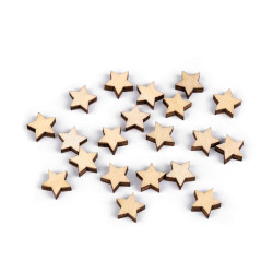 Gwiazdki drewniane mini do przyklejenia ø10 mm - Naturalny (100 Sztuki)