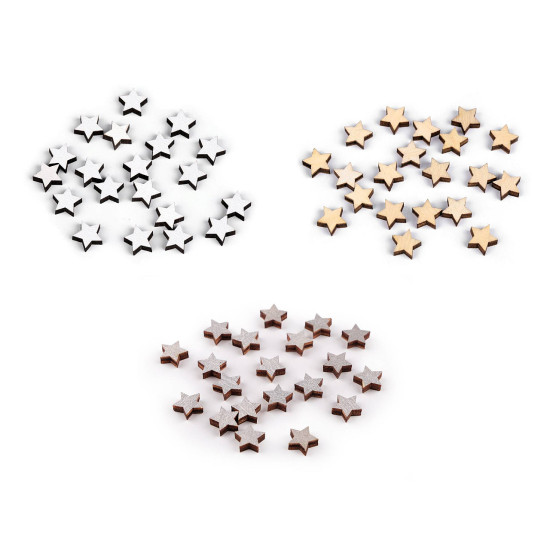 Gwiazdki drewniane mini do przyklejenia ø10 mm - Srebrny (20 Sztuki) Gwiazdki drewniane mini do przyklejenia ø10 mm - Srebrny (20 Sztuki)
