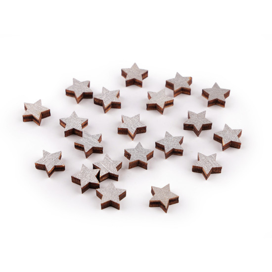 Gwiazdki drewniane mini do przyklejenia ø10 mm - Srebrny (20 Sztuki) Gwiazdki drewniane mini do przyklejenia ø10 mm - Srebrny (20 Sztuki)