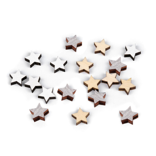 Gwiazdki drewniane mini do przyklejenia ø10 mm - Srebrny (20 Sztuki) Gwiazdki drewniane mini do przyklejenia ø10 mm - Srebrny (20 Sztuki)