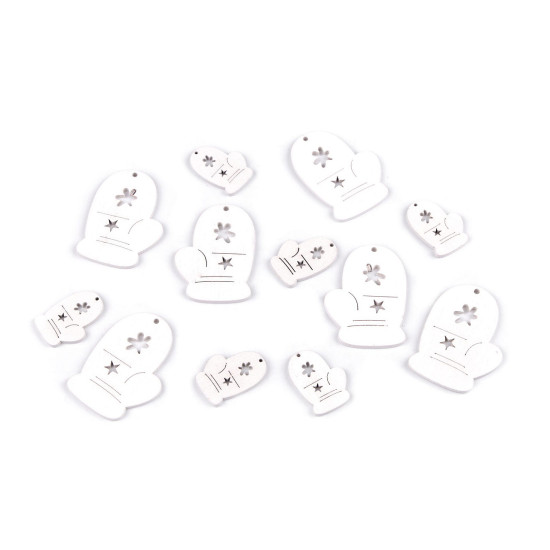 Drewniane łyżwy, rękawiczki, konik na biegunach do przyklejenia mix rozmiarów - White (12 Sztuki) Drewniane łyżwy, rękawiczki, konik na biegunach do przyklejenia mix rozmiarów - White (12 Sztuki)