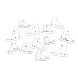 Drewniane łyżwy, rękawiczki, konik na biegunach do przyklejenia mix rozmiarów - White (12 Sztuki)