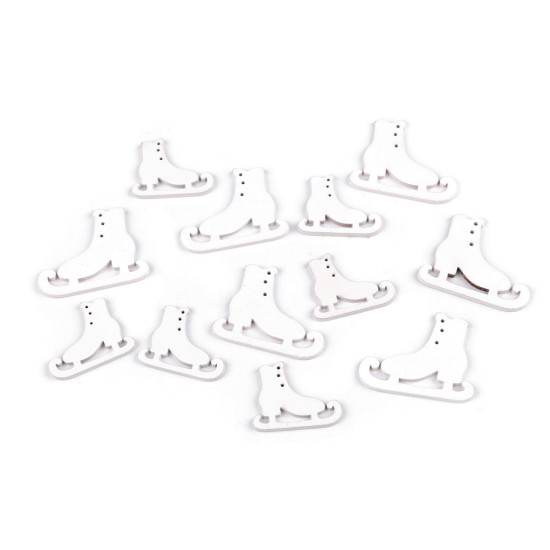 Drewniane łyżwy, rękawiczki, konik na biegunach do przyklejenia mix rozmiarów - White (12 Sztuki) Drewniane łyżwy, rękawiczki, konik na biegunach do przyklejenia mix rozmiarów - White (12 Sztuki)