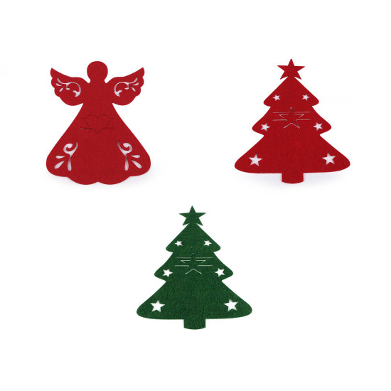 Christmas cutlery holder angel, tree - Red (4 Pieces) Christmas cutlery holder angel, tree - Red (4 Pieces)