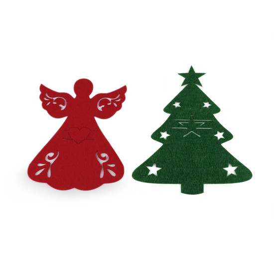 Christmas cutlery holder angel, tree - Red (4 Pieces) Christmas cutlery holder angel, tree - Red (4 Pieces)