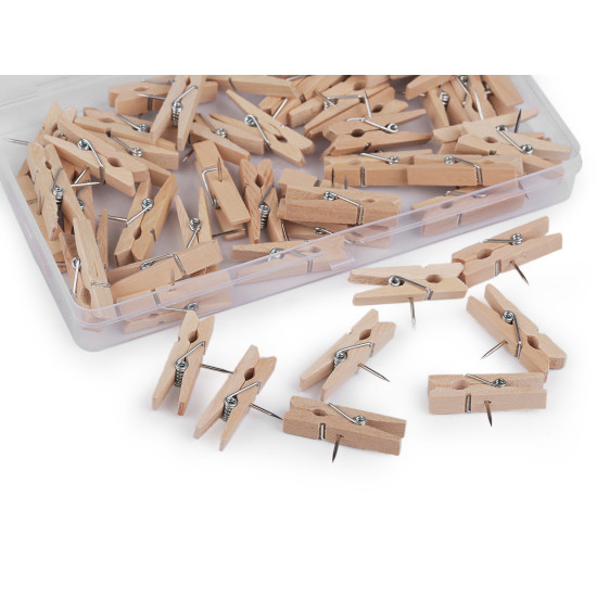 Wooden pegs with a nail 7x35 mm in a box - Natural light (5 Boxes) Wooden pegs with a nail 7x35 mm in a box - Natural light (5 Boxes)