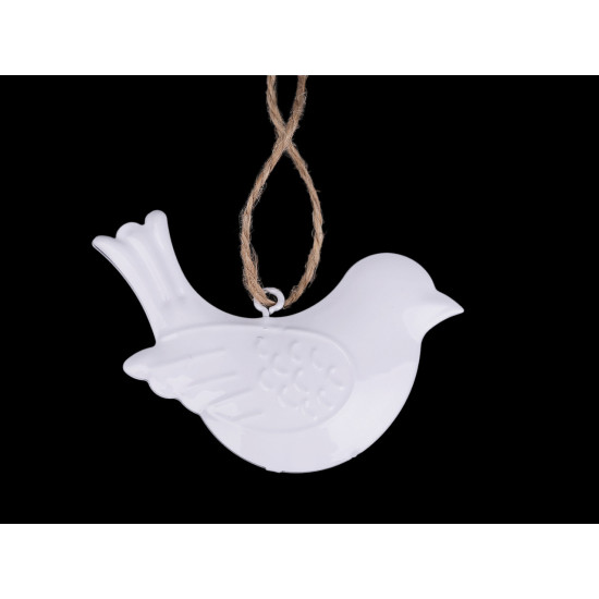 Adorno de pájaro metálico 3d para colgar - Blanco (1 Pieza) Adorno de pájaro metálico 3d para colgar - Blanco (1 Pieza)
