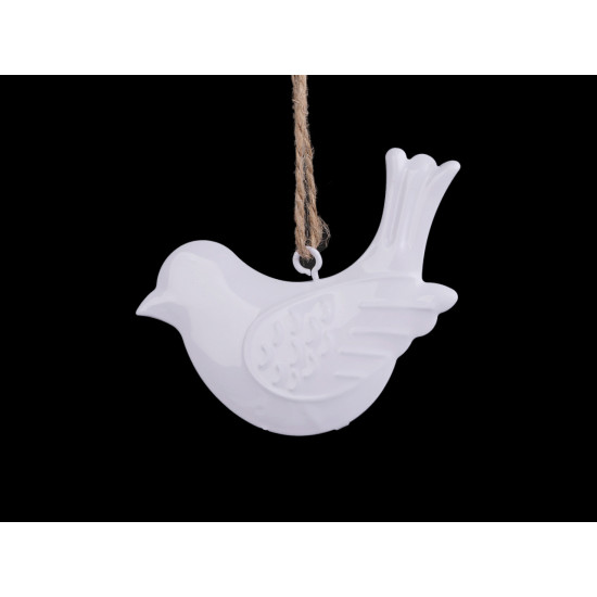 Adorno de pájaro metálico 3d para colgar - Blanco (1 Pieza) Adorno de pájaro metálico 3d para colgar - Blanco (1 Pieza)