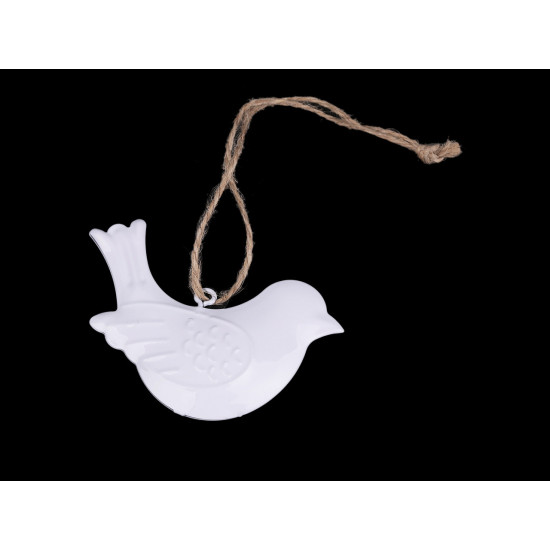 Adorno de pájaro metálico 3d para colgar - Blanco (1 Pieza) Adorno de pájaro metálico 3d para colgar - Blanco (1 Pieza)