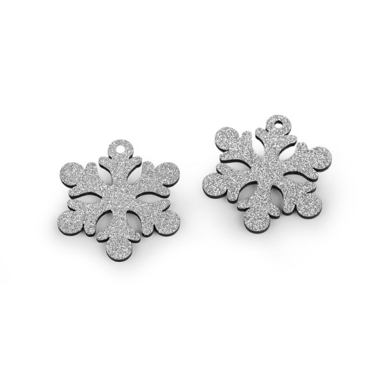 Drewniana śnieżynka z brokatem do zawieszenia ø41 mm - Srebrny (30 Sztuki) Drewniana śnieżynka z brokatem do zawieszenia ø41 mm - Srebrny (30 Sztuki)