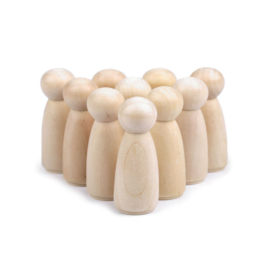 Wooden peg doll bodies for diy arts and crafts 22x53 mm - Natural light (10 Pieces) Wooden peg doll bodies for diy arts and crafts 22x53 mm - Natural light (10 Pieces)