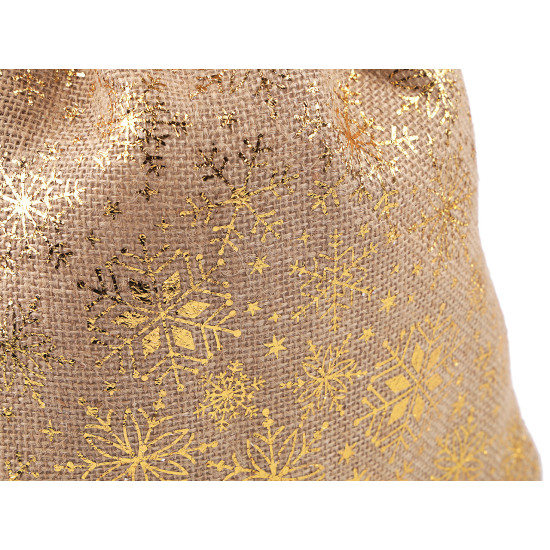 Sac cadeau de noël métallisé flocons de neige, 26 x 34 cm, jute - Ecru natural (1 Pièce) Sac cadeau de noël métallisé flocons de neige, 26 x 34 cm, jute - Ecru natural (1 Pièce)