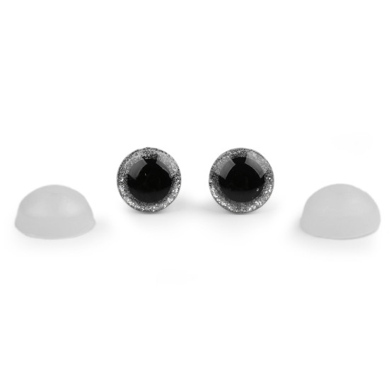 Oczy brokatowe z zatyczką ø12 mm - Srebrny (10 Zestawy) Oczy brokatowe z zatyczką ø12 mm - Srebrny (10 Zestawy)