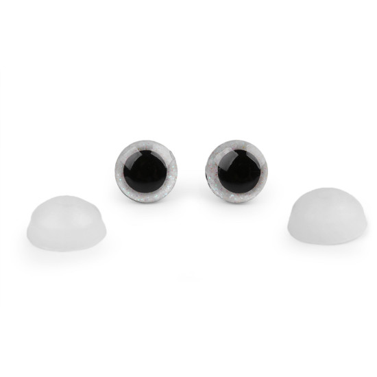 Oczy brokatowe z zatyczką ø12 mm - Srebrny (10 Zestawy) Oczy brokatowe z zatyczką ø12 mm - Srebrny (10 Zestawy)
