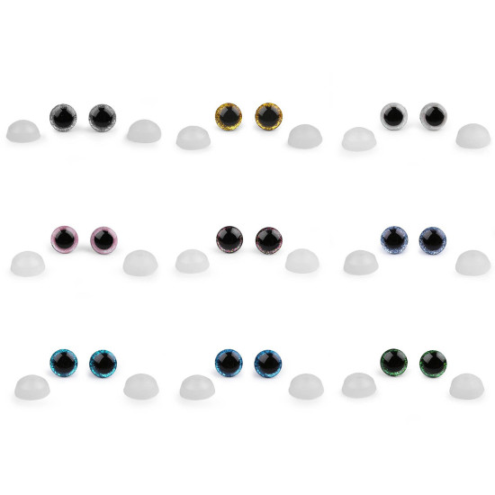 Oczy brokatowe z zatyczką ø12 mm - Srebrny (10 Zestawy) Oczy brokatowe z zatyczką ø12 mm - Srebrny (10 Zestawy)