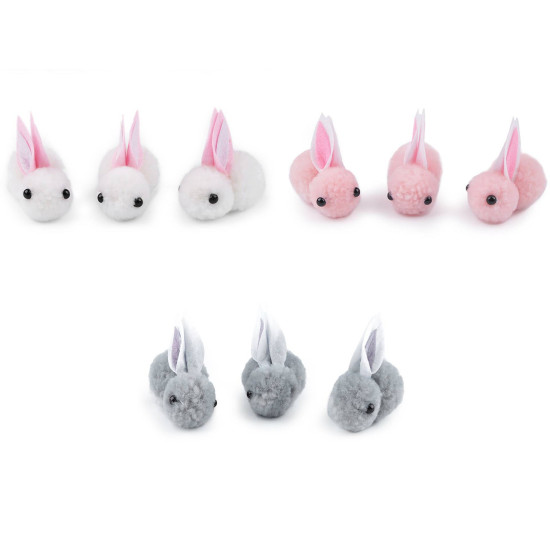 A pom-pom bunny for further creation - Grey (10 Pieces) A pom-pom bunny for further creation - Grey (10 Pieces)