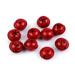 Metal jingle bells ø35 mm, 40 mm - Red (10 Pieces)