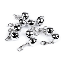 Jingle bell with lobster clasp ø13 mm - Silver (20 Pieces)