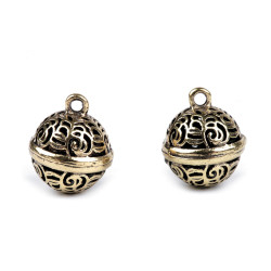Brass filigree jingle bells ø12 mm, ø15 mm - Gold (2 Pieces)