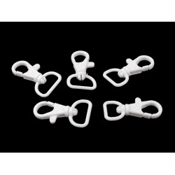 Karabińczyk plastikowy otwór do przewlekania 17 mm - White (5 Sztuki)