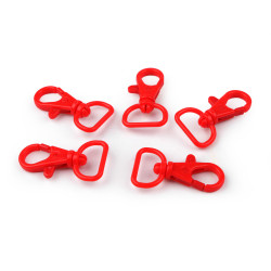 Karabińczyk plastikowy otwór do przewlekania 17 mm - Czerwony (5 Sztuki)