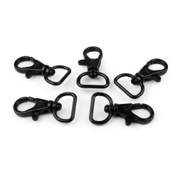 Karabińczyk plastikowy otwór do przewlekania 17 mm - Czarny (5 Sztuki)