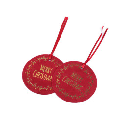 Etichetă de crăciun merry christmas, fulg de nea ø10 cm - Roșu închis (2 Bucăți)