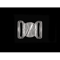 Chiusura con fibbia per costume da bagno, in plastica, dimensioni: 20 mm - Trasparente (100 Paia)