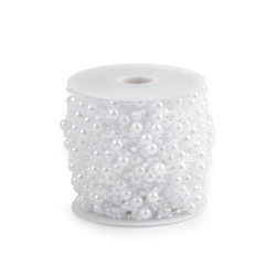 Beaded garland  / beads on nylon string - White (18 Meters)