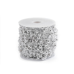 Beaded garland  / beads on nylon string - Silver (18 Meters)