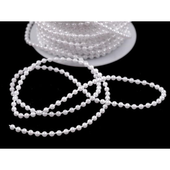 Plastic beads garland ø3 mm snow white - Snow white (3 Meters) Plastic beads garland ø3 mm snow white - Snow white (3 Meters)