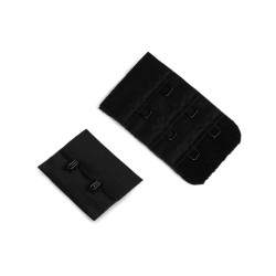 Przedłużka / zapięcie / haftki dwurzędowe szerokość 32 mm plusz - Czarny (1 Para)