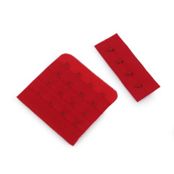 Przedłużka / zapięcie / haftki czterorzędowe szerokość 70 mm - Czerwony (1 Para)