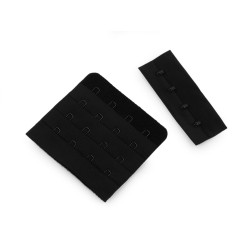Przedłużka / zapięcie / haftki czterorzędowe szerokość 70 mm - Czarny (1 Para)