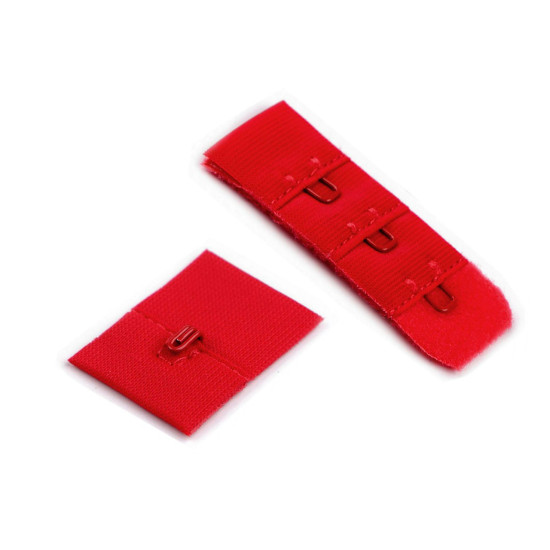 Przedłużka / zapięcie / haftki jednorzędowe szerokość 20 mm plusz - Czerwony (20 Pary) Przedłużka / zapięcie / haftki jednorzędowe szerokość 20 mm plusz - Czerwony (20 Pary)