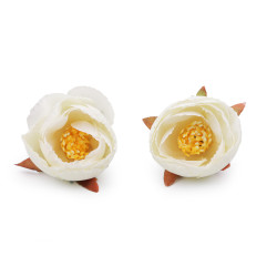Artificial buttercup flower head ø6 cm - Creamy light (10 Pieces)
