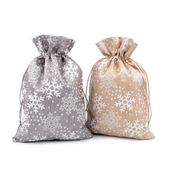 Sac cadeau de noël flocons de neige en brocart, 20 x 30 cm - Noir-argent (1 Pièce) Sac cadeau de noël flocons de neige en brocart, 20 x 30 cm - Noir-argent (1 Pièce)