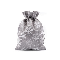 Bolsa de regalo navideña, copos de nieve brocados, 20x30 cm - Plateado oscuro (1 Pieza)