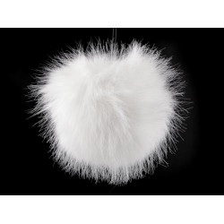 Kožešinová bambule s poutkem ø11 cm - Off white (1 Kus)