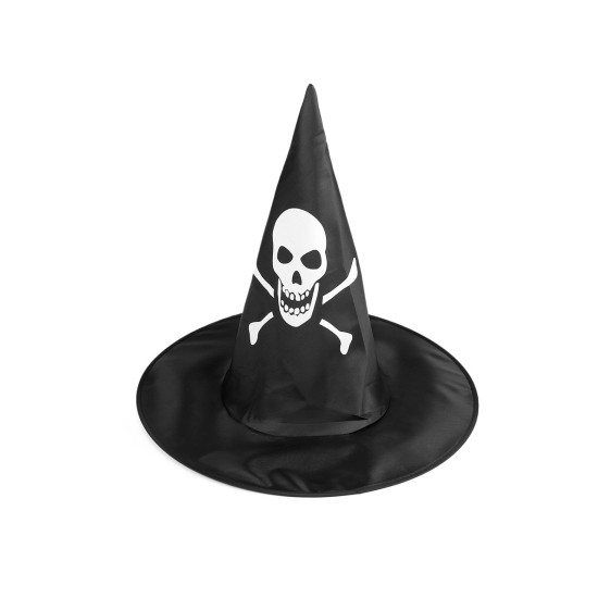 Carnival witch hat - spider web, skull, bat, pumpkin, witch - Black (3 Pieces) Carnival witch hat - spider web, skull, bat, pumpkin, witch - Black (3 Pieces)