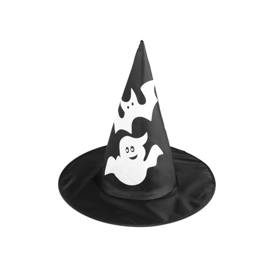 Carnival witch hat - spider web, skull, bat, pumpkin, witch - Black (3 Pieces) Carnival witch hat - spider web, skull, bat, pumpkin, witch - Black (3 Pieces)
