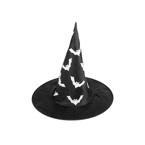 Carnival witch hat - spider web, skull, bat, pumpkin, witch - Black (3 Pieces) Carnival witch hat - spider web, skull, bat, pumpkin, witch - Black (3 Pieces)